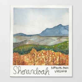 Shenandoah, Virginia-National Park-Watercolor Illustration Canvas Print