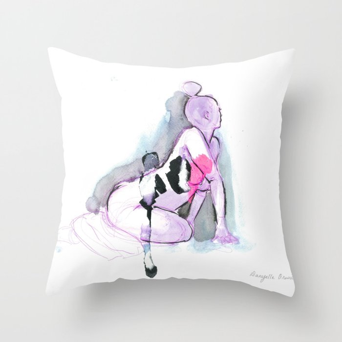 Watercolor Figure Drawing Throw Pillow