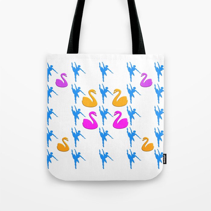SYMETRIC GEOMETRIC LINE PATTERN OF BALLET DANCERS AND SWANS.  Tote Bag