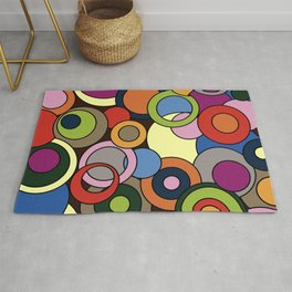 Colourful Circles -  abstract Artwork - doodling style Rug