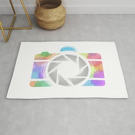 Watercolor Photography camera- Rainbow colored photography lover Rug
