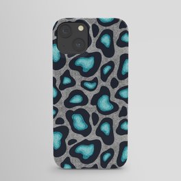 Snow Leopard Pattern Teal iPhone Case