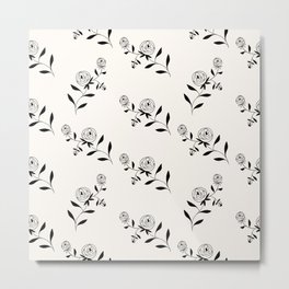 Abstract Rose Pattern - Black and Ivory Metal Print | Ebony And Cream, Ebony, Boho Pattern, Black And White, Black, Abstract Rose, Boho Flower, Rose, Graphicdesign, Abstract Flower 
