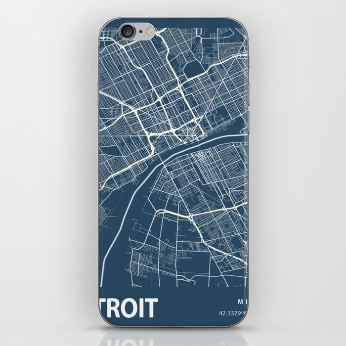 Detroit city cartography iPhone Skin