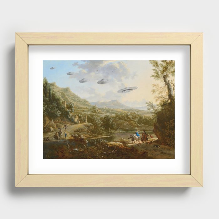 They were here all along / UFO in countryside Recessed Framed Print