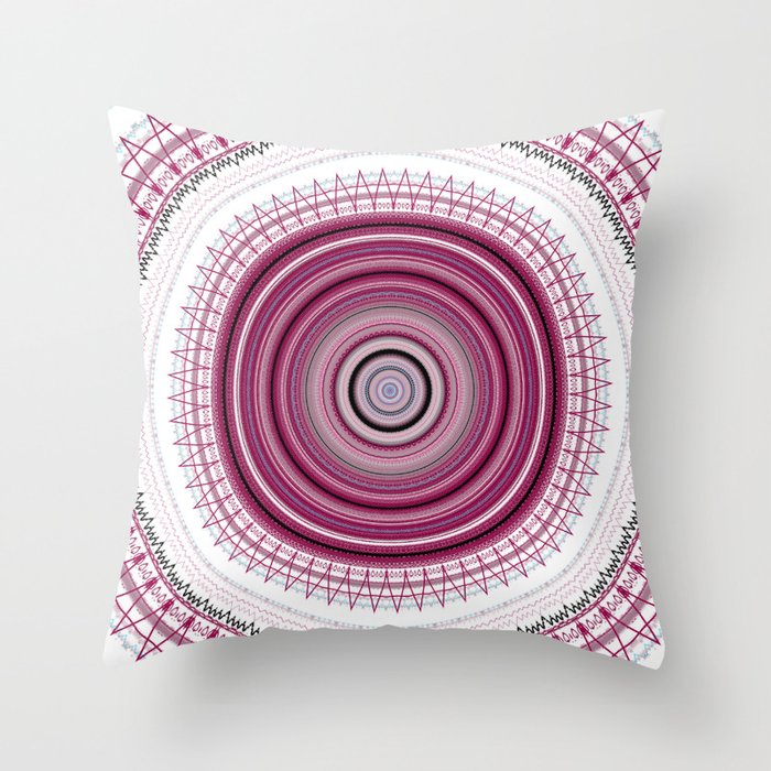 Mauve Pink Stitch Mandala Throw Pillow by Sheila Wenzel Ganny