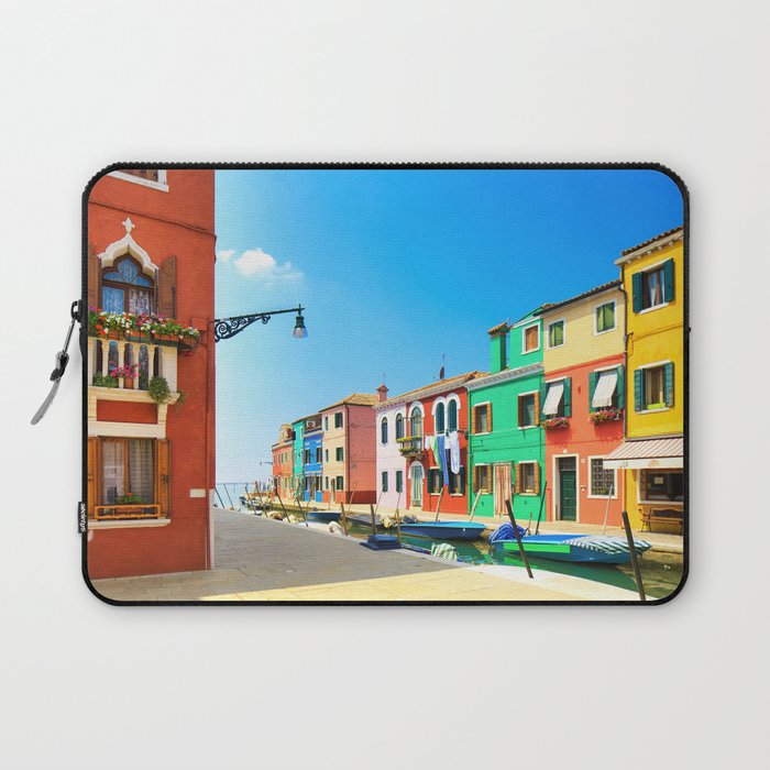 Burano island, colorful houses and boats Laptop Sleeve