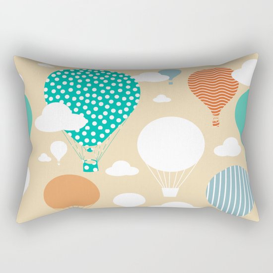 Hot air balloon neutral Rectangular Pillow