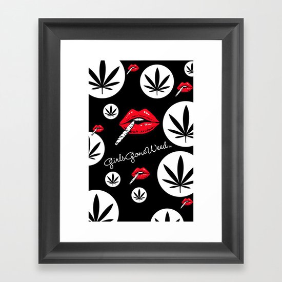 GGDUB - Weed Leaf Red Lips Framed Art Print