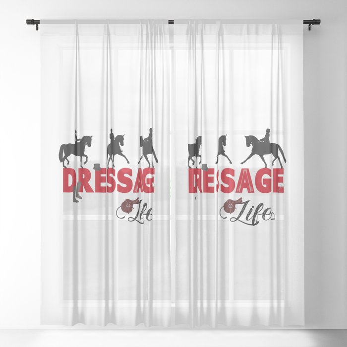 Dressage Life in Black & Red Sheer Curtain