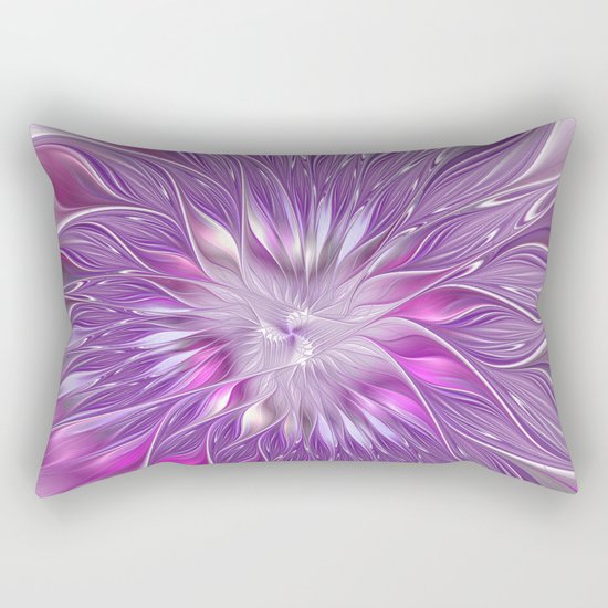 Pink Flower Passion, Abstract Fractal Art Rectangular Pillow