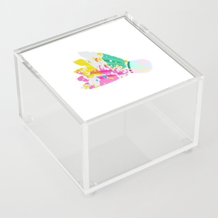 Pink Green Yellow and Blue color Colorful Painted Art Badminton Shuttlecock for Sports Lovers Acrylic Box