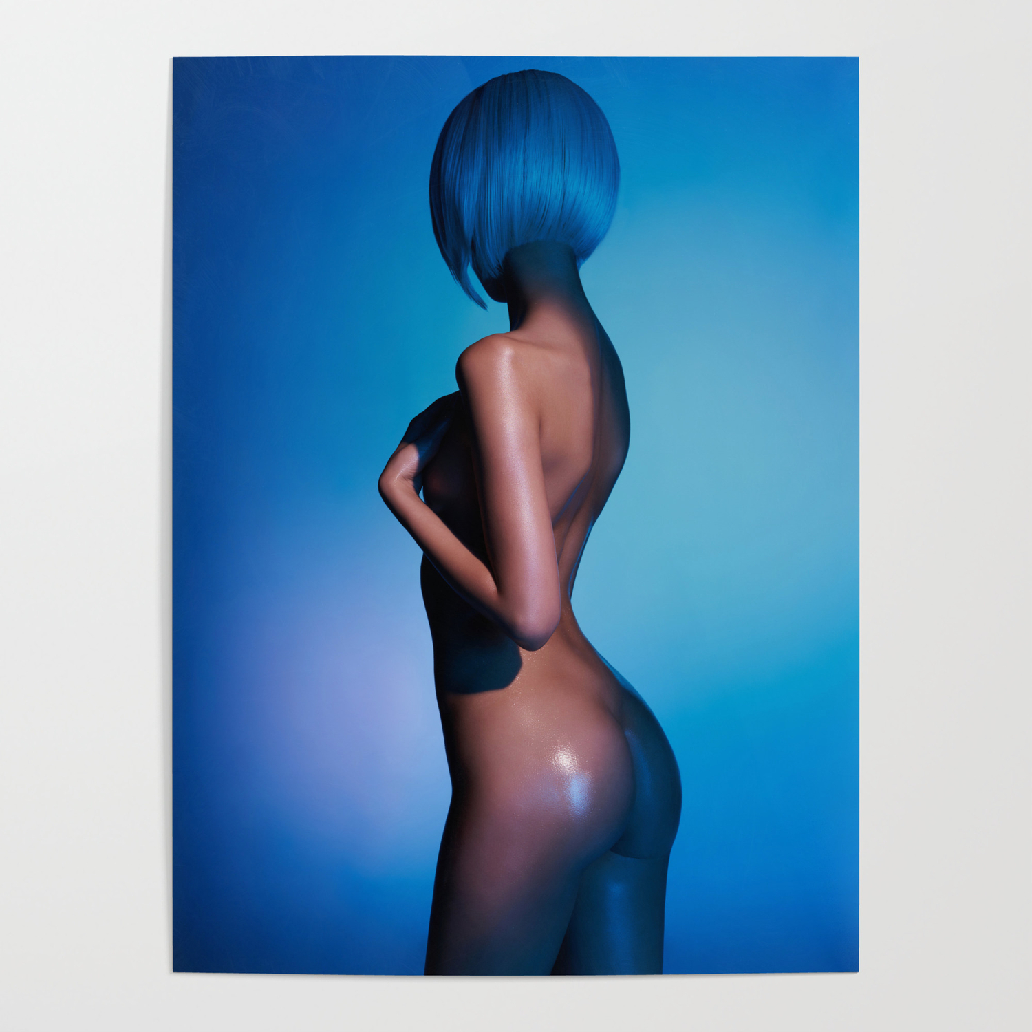 Beautiful Girl Short Hair Nude Butt From Behind Colorful Poster By Palabara Society6