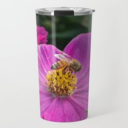 Bee Visiting Cosmo Flower  Travel Mug