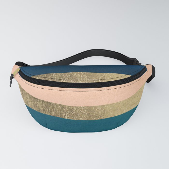 Geometrical coral navy blue burgundy gold watercolor Fanny Pack