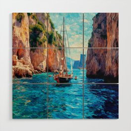 Capri Island Canvas Wall Art: Vibrant Oil Painting Reproduction, Mediterranean Italy Coastal Decor Wood Wall Art
