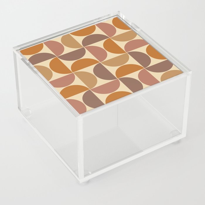 Mid century geometric pattern on cream background 4 Acrylic Box