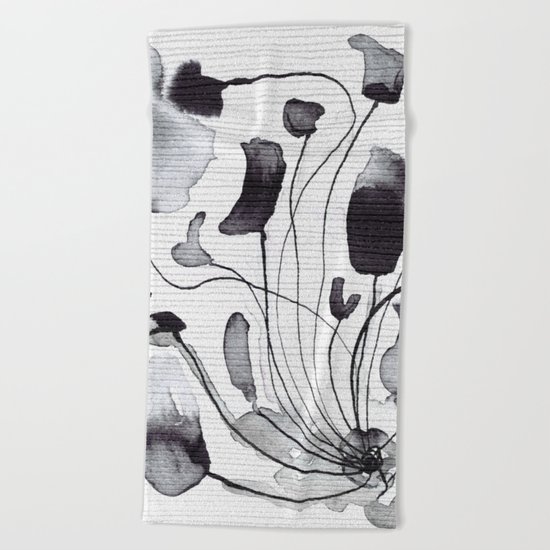 ink flowers Beach Towel