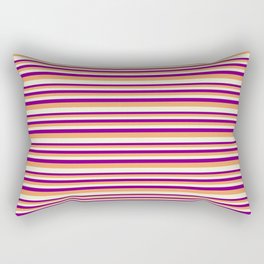 [ Thumbnail: Purple, Brown & Beige Colored Striped/Lined Pattern Rectangular Pillow ]