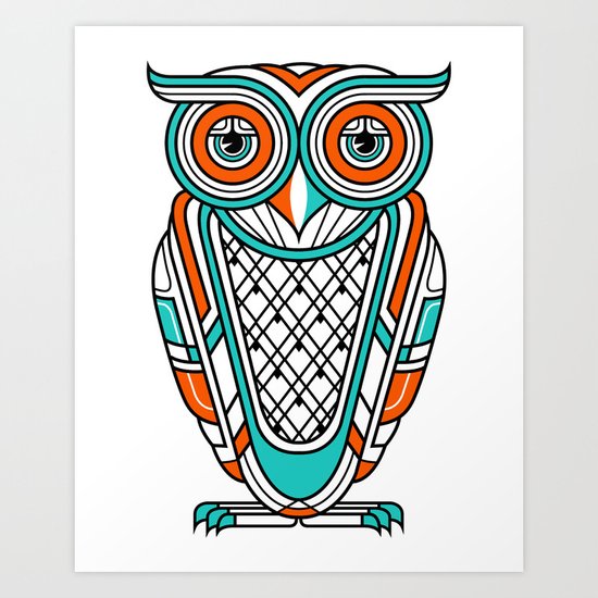 Art Deco Owl Art Print
