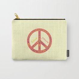 Peace and love, colourful and groovy hippie sign, 60's symbol of freedom Carry-All Pouch