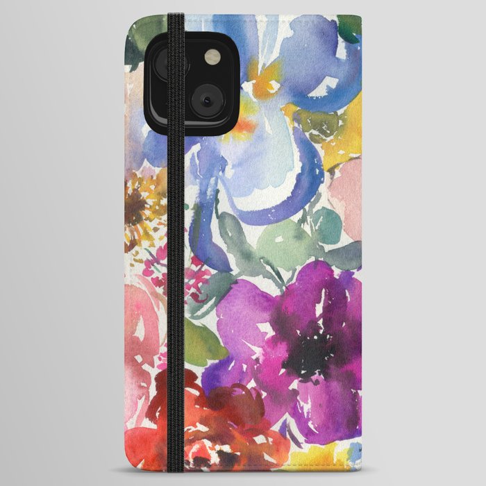 rainbow floral pattern N.o 4 iPhone Wallet Case