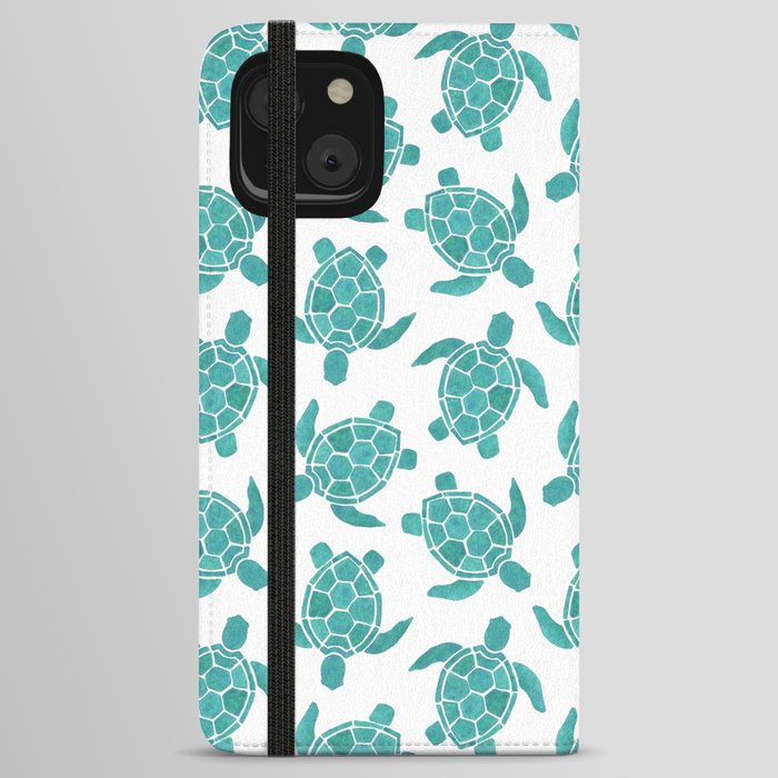 Save The Turtles in Teal iPhone Wallet Case