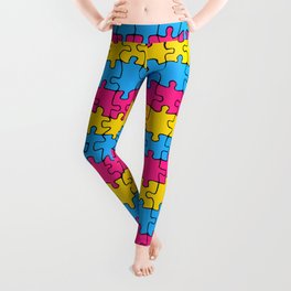 Infinite pansexual flag in big (imperfect) puzzle pieces - lgbtqia+ collection Leggings