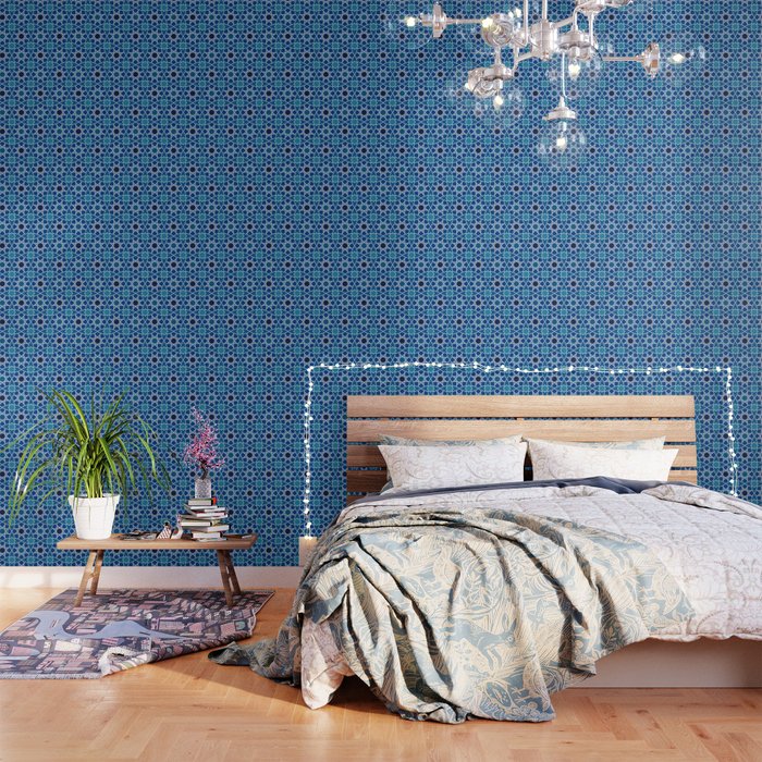 Blue Moroccan-Inspired Tile Wallpaper