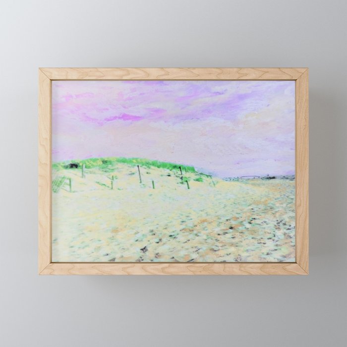 Dunes 3, Soft, Oil Pastel Drawing Framed Mini Art Print