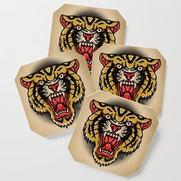 Traditional Tattoo Tiger  Coaster