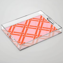 Classic Bamboo Trellis Pattern 563 Orange and Pink Acrylic Tray