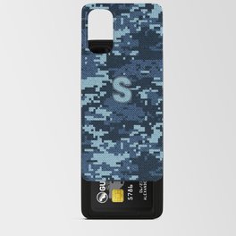 Personalized S Letter on Blue Military Camouflage Air Force Design, Veterans Day Gift / Valentine Gift / Military Anniversary Gift / Army Birthday Gift iPhone Case Android Card Case