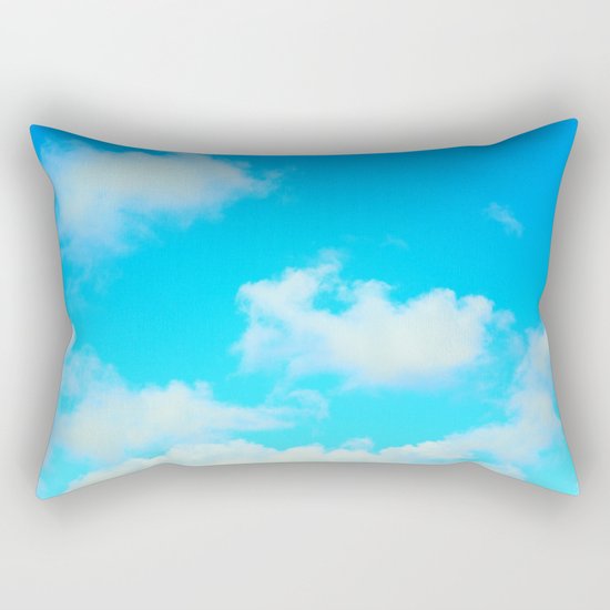 White Clouds Bright Blue Sky Rectangular Pillow