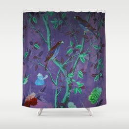 Aubergine & Teal Chinoiserie Shower Curtain