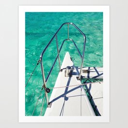 Catamaran green water Art Print