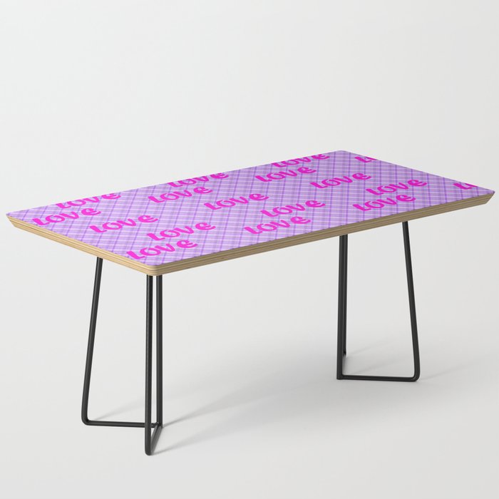 Pink And Purple Plaid Trendy Modern Love Collection Coffee Table