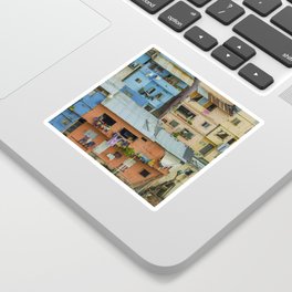 Colorful Houses on a Hill Sticker