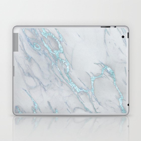 Marble Love Electric Blue Metallic Laptop & iPad Skin