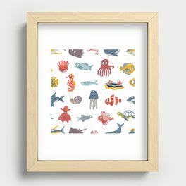 Colorful Sea Animals Recessed Framed Print