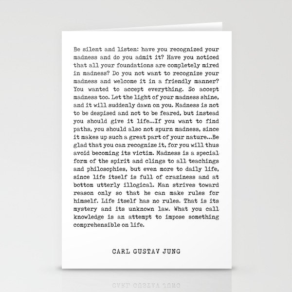 Be silent and listen - Carl Gustav Jung Poem - Literature - Typewriter Print Stationery Cards