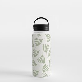 Sage Green Wispy Leaves Contemporary Abstract Botanical Pattern Water Bottle