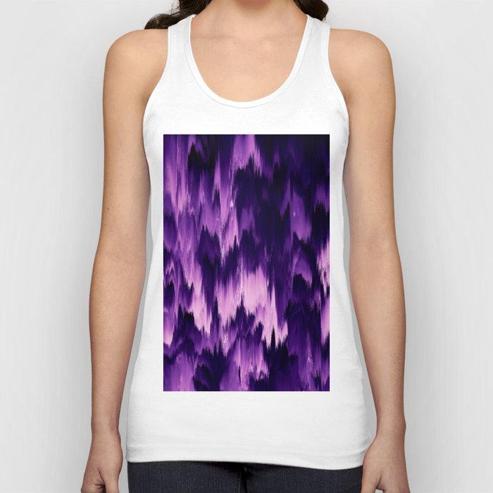 Modern Abstract Purple Lavender Coral Ombre Brushstrokes Ikat Tank Top
