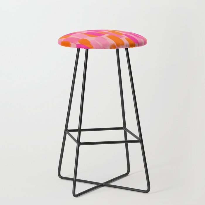 Abstract, Paint Brush Effect, Orange and Pink Bar Stool