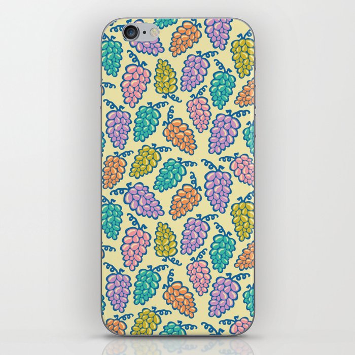 JUICY GRAPES FRESH RIPE FRUIT in BRIGHT SUMMER COLORS ON CREAM iPhone Skin