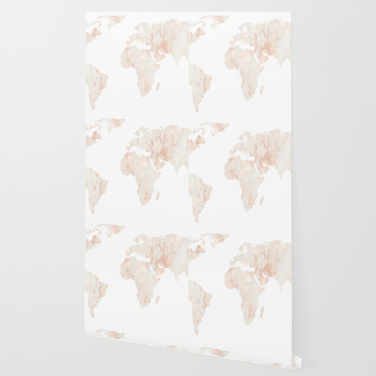 Marble World Map Light Pink Rose Gold
