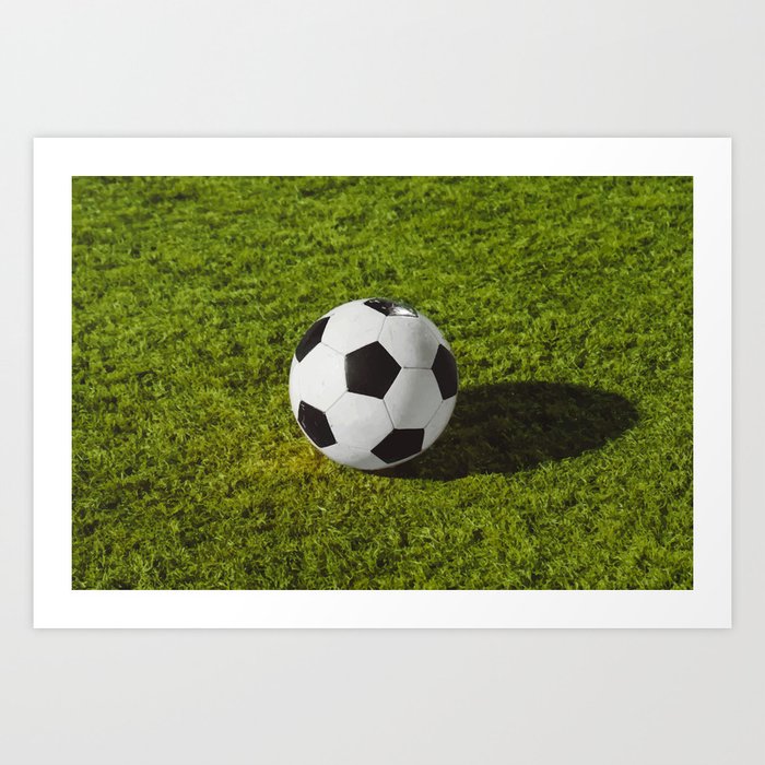 football in Station on green grass - Illustration Art Print