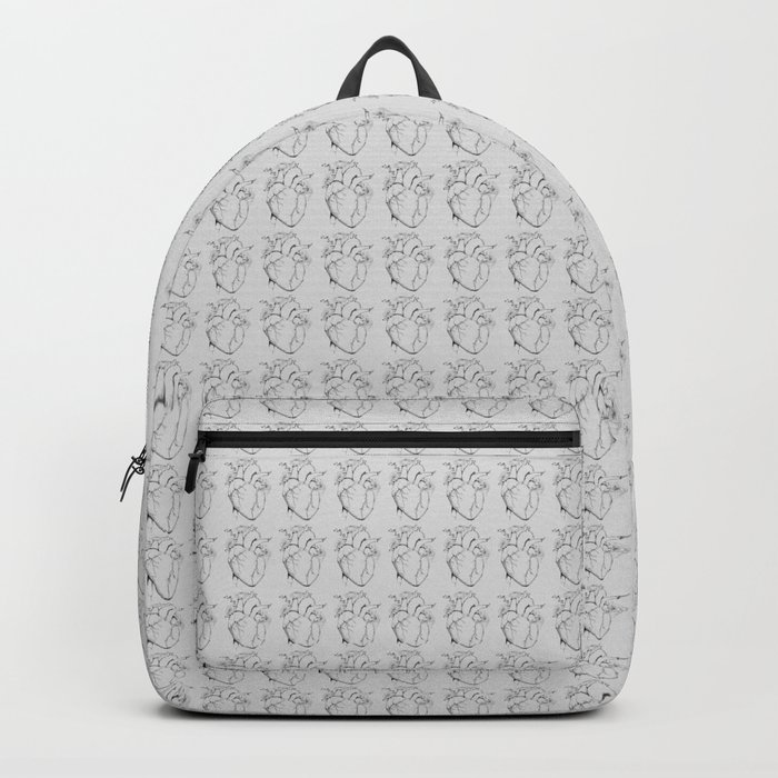 Black and White Anatomical Heart Backpack