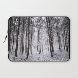 Snowy forest of pine trees in Iowa Laptop Sleeve
