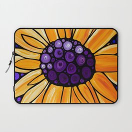 Orange Sunflower Purple Sky Flower Art - Basking Laptop Sleeve